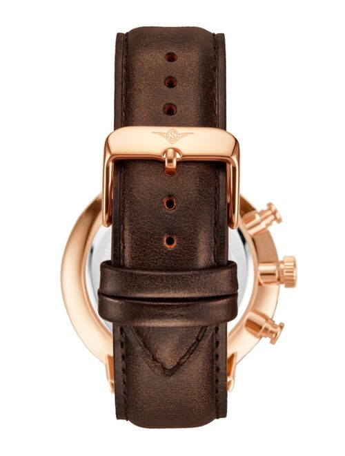 Stuhrling Men's Dark Brown Genuine Leather Strap Chrono Watch 42mm