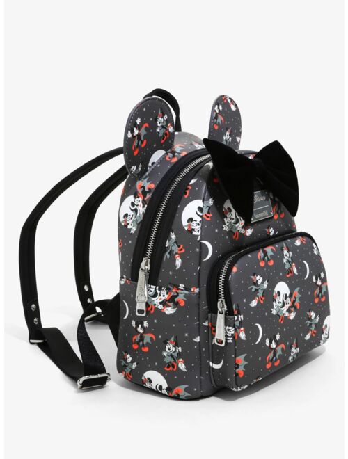 Loungefly Mickey and Minnie Halloween AOP Mini Backpack
