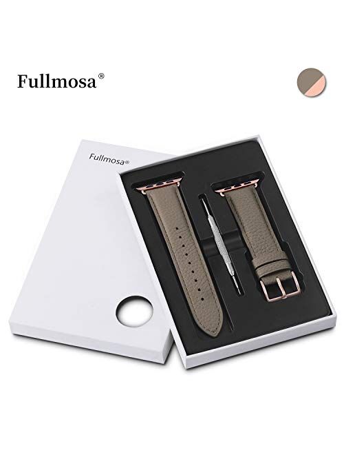 Fullmosa Compatible Apple Watch Band 40mm 38mm 44mm 42mm Leather Compatible iWatch Band/Strap Compatible Apple Watch SE & Series 6 5 4 3 2 1, 38mm 40mm, Elephant Grey + R