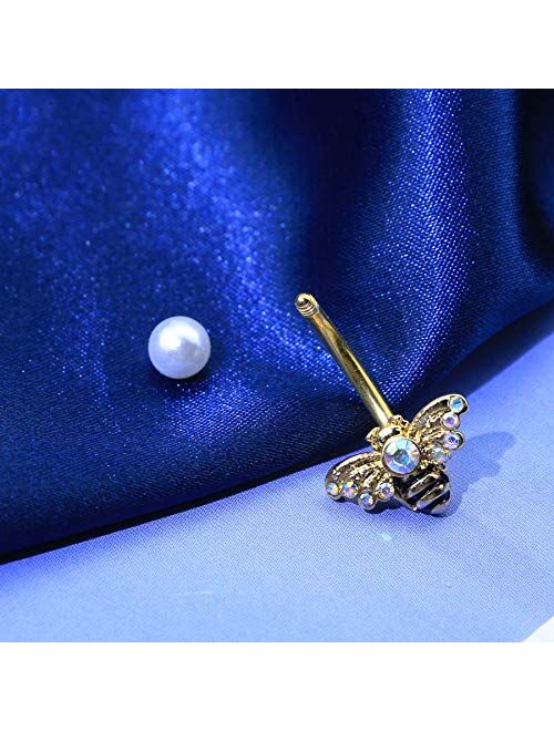 OUFER Bee Belly Button Rings 14G 316L Stainless Steel Navel Piercing Jewelry Bee Belly Navel Rings