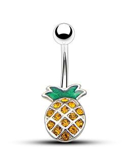 14G Surgical Steel Pineapple Navel Rings Belly Button Rings Belly Piercings