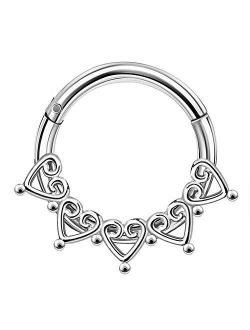 316L Surgical Steel Septum Hoop 16G Daith Earrings Tragus Helix Clicker Piercing Jewelry Hinged Segment Ring