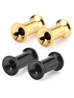 JewelrieShop Ear Tunnels Fake Illusion Double Flared Plugs Screw Tunnels Ear Expander Stretcher Plugs for Women Men