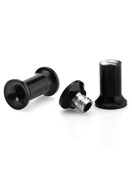 JewelrieShop Ear Tunnels Fake Illusion Double Flared Plugs Screw Tunnels Ear Expander Stretcher Plugs for Women Men