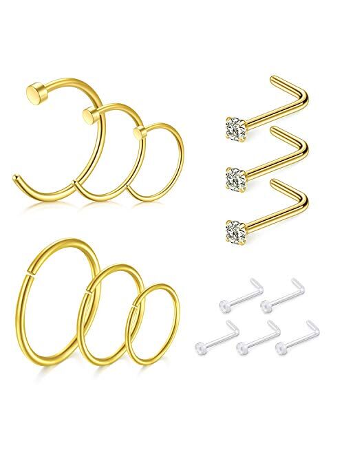 D.Bella 18G Nose Stud Stainless Steel 1.5mm 2mm 2.5mm 3mm Opal CZ Nose Screw Studs Nose Rings for Women Nostrial Piercing Jewelry