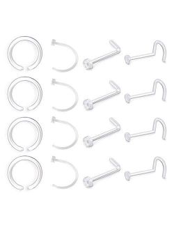 18G 20G Nose Retainer Flexible Acrylic Clear Nose Rings Hoop Retainer for Piercing Body Jewelry