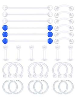16G Clear Piercing Retainers Flexible Cartilage Helix Daith Rook Tragus Earring Retainer Bioflex Plastic Nose Septum Lip Eyebrow Rings Piercing Retainer