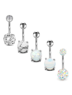 14G Belly Button Rings Stainless Steel Belly Navel Rings Piercing 10mm 3/8" Barbell for Women