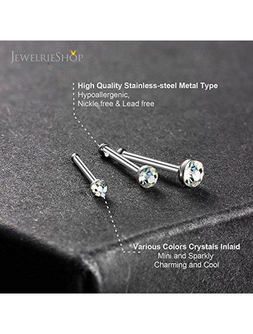 JewelrieShop 60pcs Nose Ring Studs Stainless Steel CZ Nose Piercing Jewelry Bone Studs for Women Men Hypoallergenic 22G