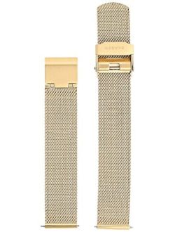 Women's 16mm Stainless Steel Mesh Watch Strap, Color: Gold-tone (Model: SKB2053)
