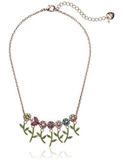 Colorful Stone Flower & Beetle Frontal Necklace