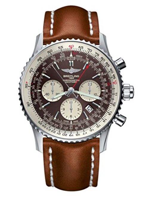 Mens Breitling Navitimer Rattrapante Bronze Watch AB031021, Light Brown Gold Leather Strap, Tang Buckle