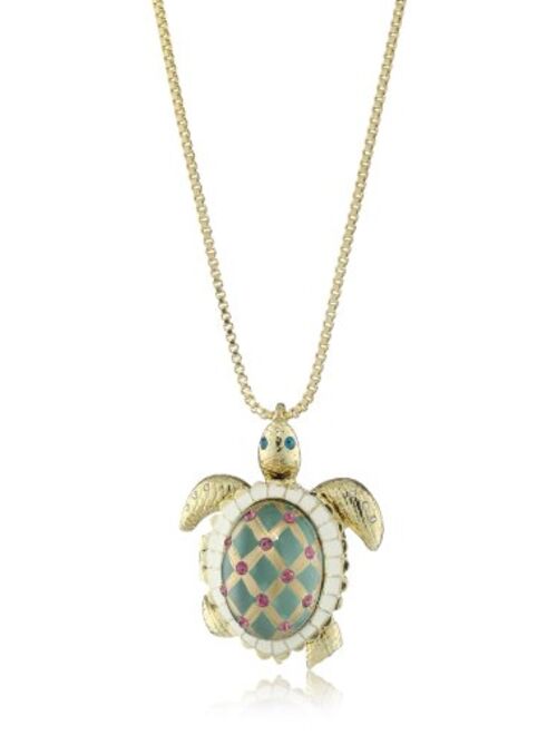Betsey Johnson Sea Excursion Long Necklace with Turtle Pendant