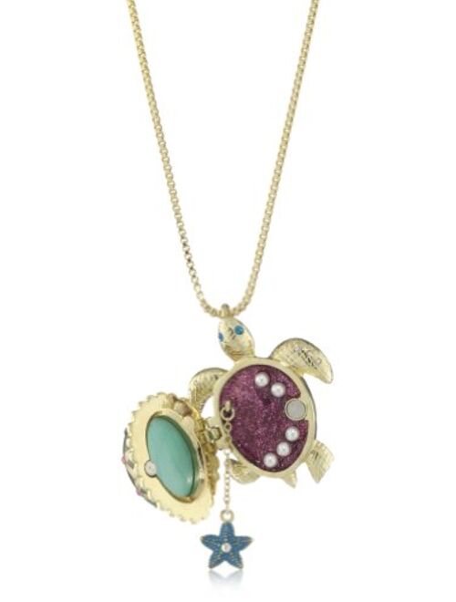 Betsey Johnson Sea Excursion Long Necklace with Turtle Pendant