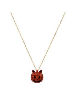 Cat Pumpkin Long Pendant Necklace
