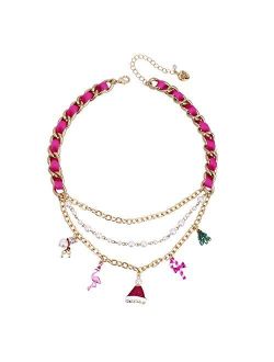 Festive Flamingo Mixed Charm Necklace