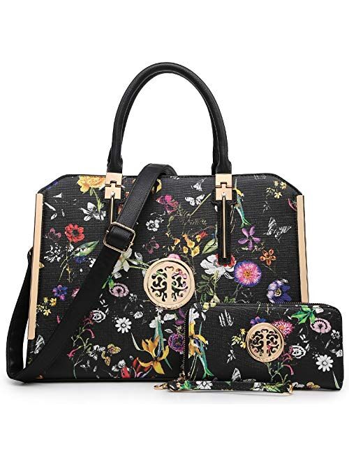 Dasein Stripe/Floral Handbags Tote Bag Satchel Handbag Shoulder Bags Tote Purse