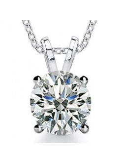 Madina Jewelry 1.00 Ct Size Ladies Round Cut Cubic Zirconia Soitaire Pendant Necklace