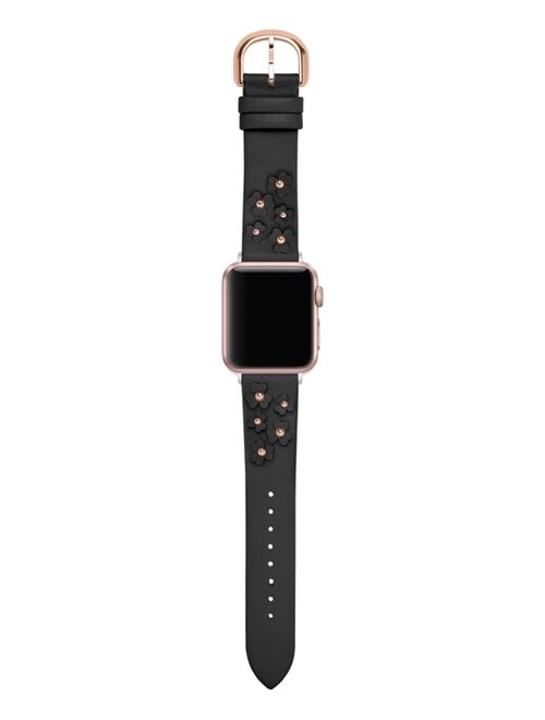 Kate Spade New York Women's Interchangeable Studded Floral Black Leather Apple Watch Strap 38mm/40mm