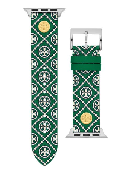 Tory Burch Women's Green Medallion Print Band For Apple Watch® Leather Strap 38mm/40mm