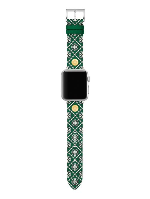 Tory Burch Women's Green Medallion Print Band For Apple Watch® Leather Strap 38mm/40mm