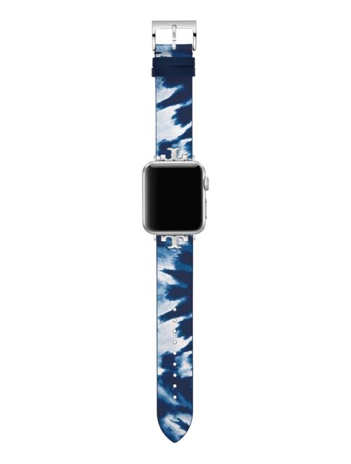 Tory Burch Women's Blue Tie Dye Print Leather Band For Apple Watch® Leather Strap 38mm/40mm