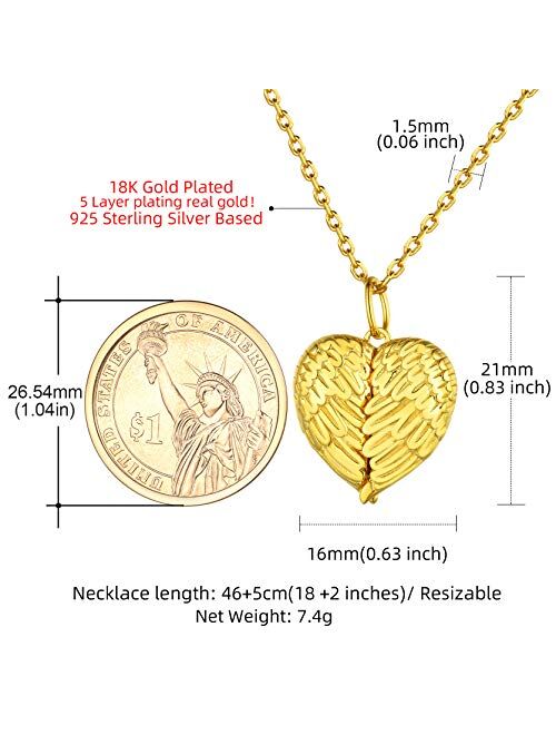 GOLDCHIC JEWELRY 925 Sterling Silver Heart Photo Locket Necklace That Holds Pictures for Women Girls, Birthstone/Tree of Life/Kiss Couple/Angel Wing Lockets w 18”+2”Adjus