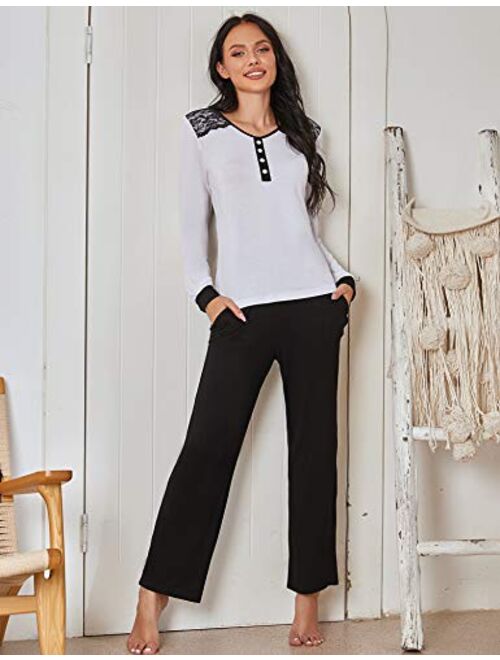 Avidlove Pajamas for Women Long Sleeve Sleepwear with Long Pants Cotton Nightwear Pj Lounge Sets S-XXL