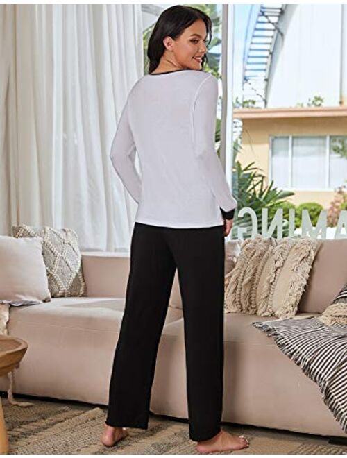 Avidlove Pajamas for Women Long Sleeve Sleepwear with Long Pants Cotton Nightwear Pj Lounge Sets S-XXL