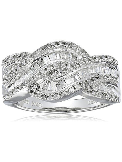 10k White Gold and Diamond Twist Ring (1/2 cttw, I-J Color, I3 Clarity)