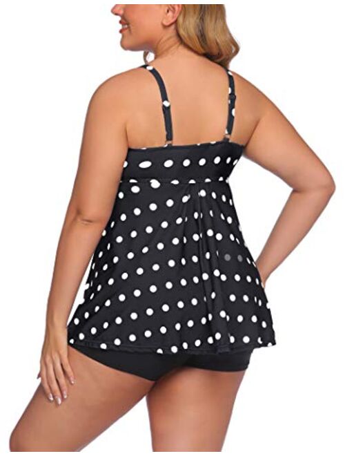 Avidlove Women Tankini Swimsuits Two Piece Bathing Suit with Shorts Retro Sailor Stripe Dot Tankini Set