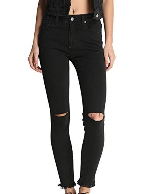 LISUEYNE Women's Ripped Skinny Jeans Stretch Distressed Jeans Comfy Destroyed Low Rise Denim Jeans Trousers
