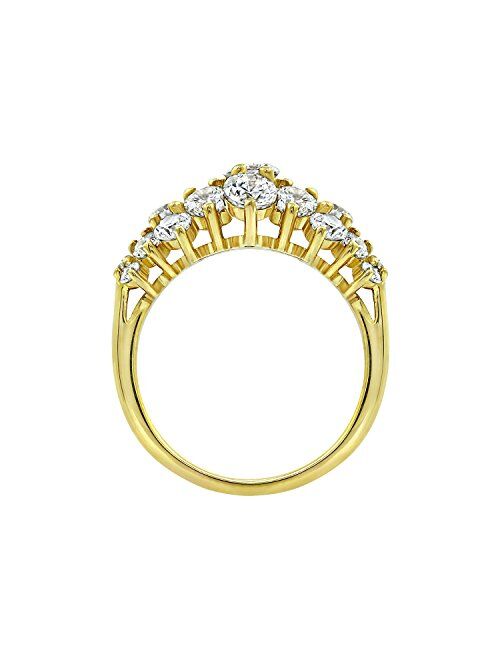 Amazon Collection Yellow-Gold-Plated Sterling Silver Swarovski Zirconia Cluster Ring