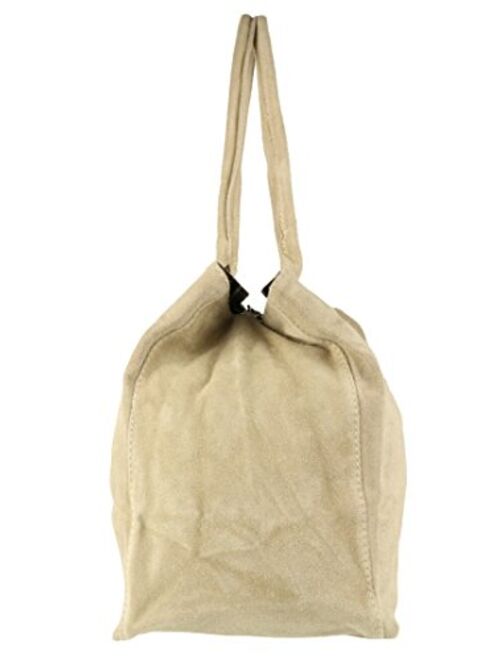 Girly Handbags Expandable Italian Suede Leather Shoulder Bag