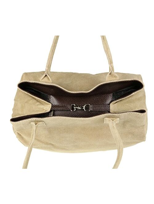 Girly Handbags Expandable Italian Suede Leather Shoulder Bag