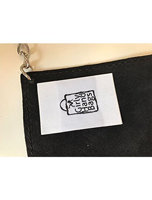 Girly Handbags Open Top Real Italian Suede Metallic Shoulder Bag