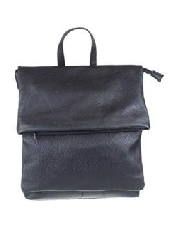 Girly Handbags Plain Genuine Leather Fold Over Backpack