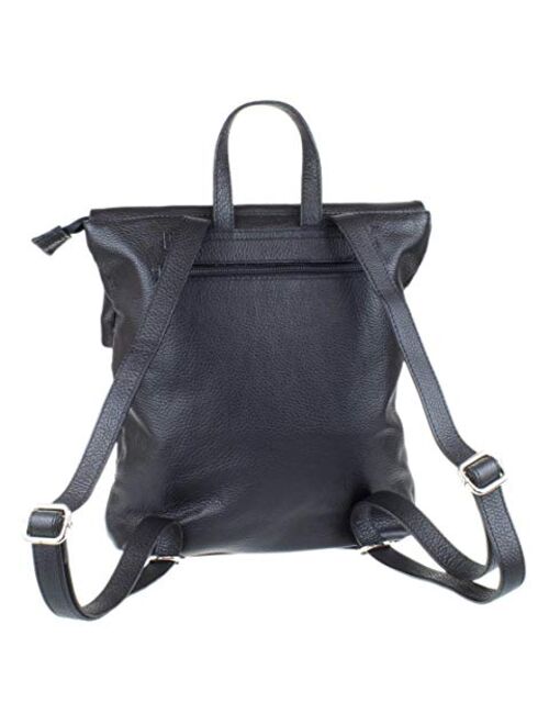 Girly Handbags Plain Genuine Leather Fold Over Backpack