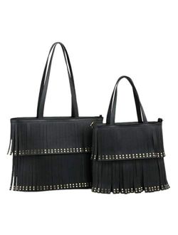 Girly Handbags Womens 2 in 1 Tassel Handbag