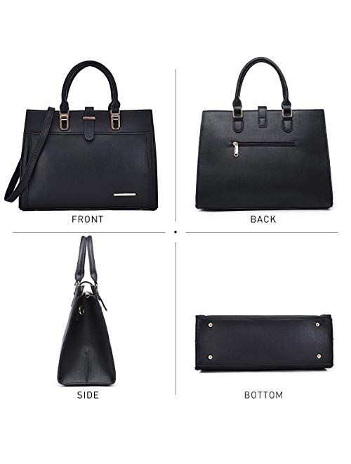 DASEIN Women's Handbag Flap-over Belt Shoulder Bag Top Handle Tote Satchel Purse Work Bag w/Matching Wristlet