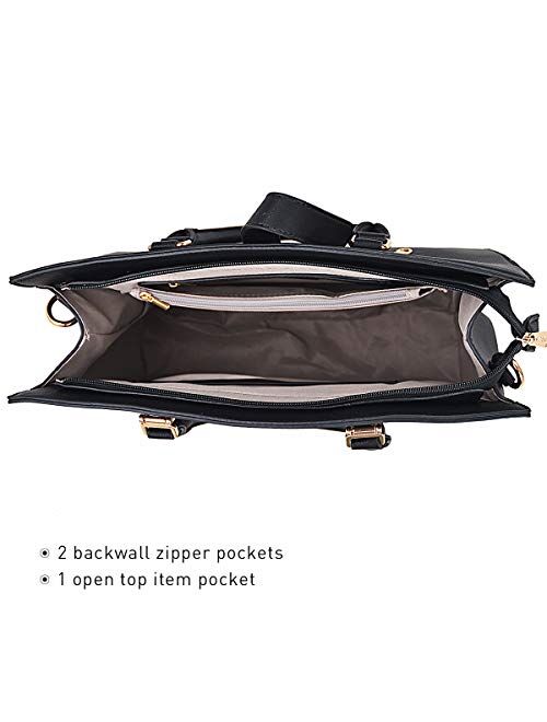 DASEIN Women's Handbag Flap-over Belt Shoulder Bag Top Handle Tote Satchel Purse Work Bag w/Matching Wristlet