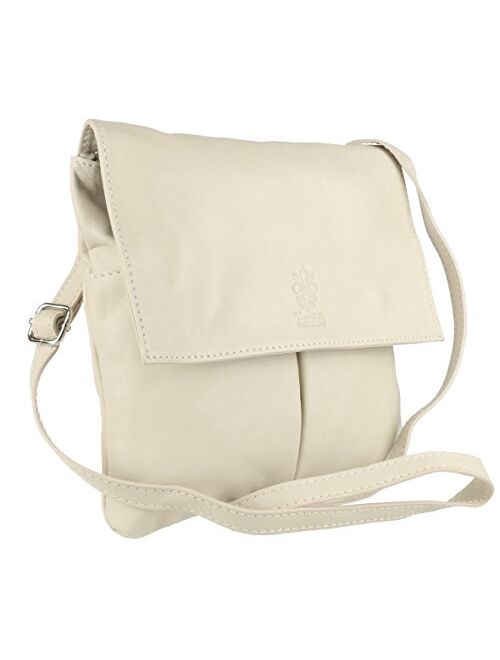 Girly Handbags Double Pocket Italian Leather Messenger Bag