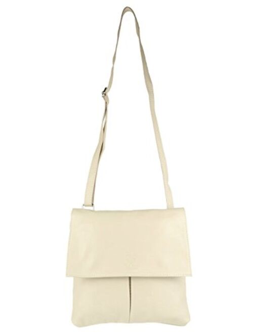 Girly Handbags Double Pocket Italian Leather Messenger Bag