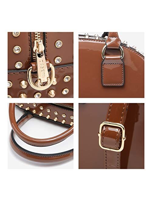 Dasein Vegan Leather Purse Handbag Domed Satchel Bag Structured Shoulder Bag with Long Strap