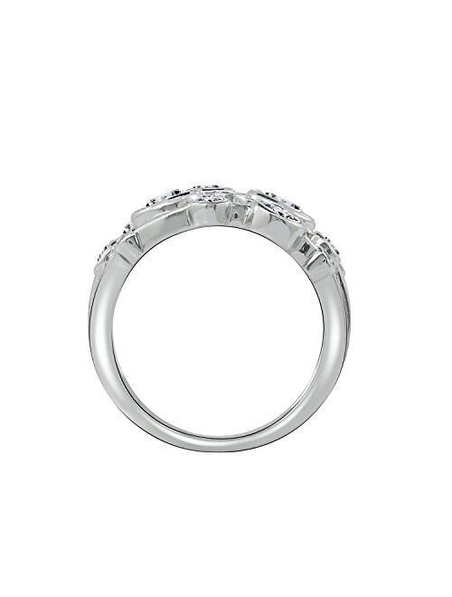 Platinum-Plated Sterling Silver Swarovski Zirconia Round Multi-Stone Ring