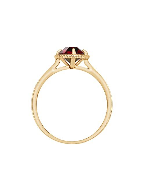 10k Gold Round-Cut Birthstone Ring made with Swarovski Crystal