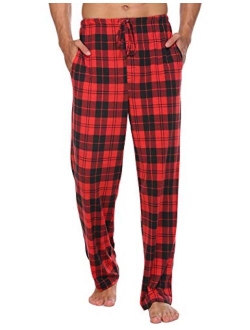 Mens Pajamas Plaid Pajama Pants Sleep Long Lounge Pant with Pockets Soft PJ Bottoms for Men