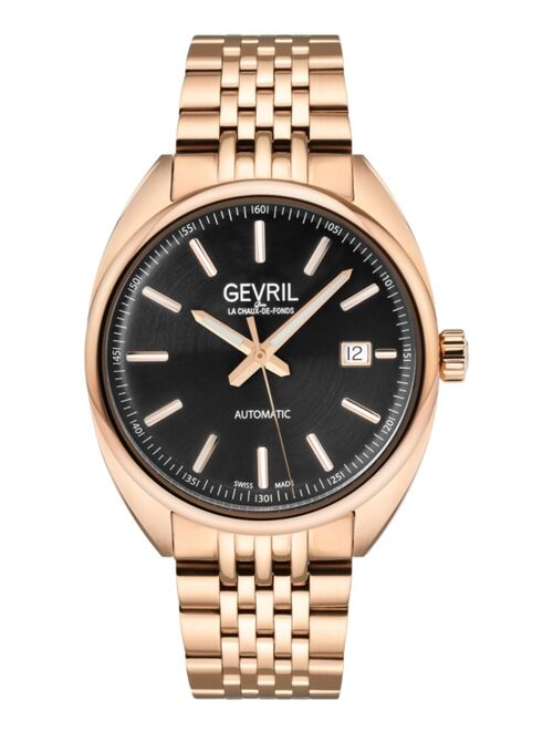 Gevril Men's Five Points Swiss Automatic Ion Plating Rose Stainless Steel Bracelet Watch 47.5mm