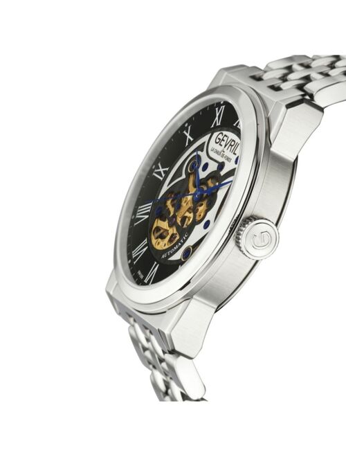Gevril Men's Vanderbilt Swiss Automatic Silver-Tone Stainless Steel Bracelet Watch 47mm