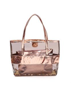 Barabum Classy Waterprof Clear Tote Beach Shoulder Crossbody Bag